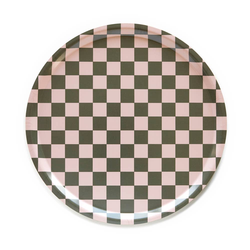 BLU KAT - CHECKER Serviertablett (⌀ 38 cm) | Olive - ROSA ECK - Grün, ,