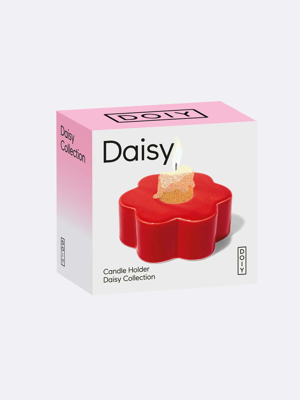 DOIY - DAISY Kerzenständer | Red - ROSA ECK - Blume, Rot,