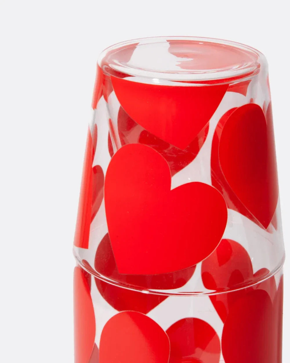 DOIY - LOVE Karaffe & Trinkglas Set mit Herzmotiv - Karaffe - ROSA ECK Concept Store