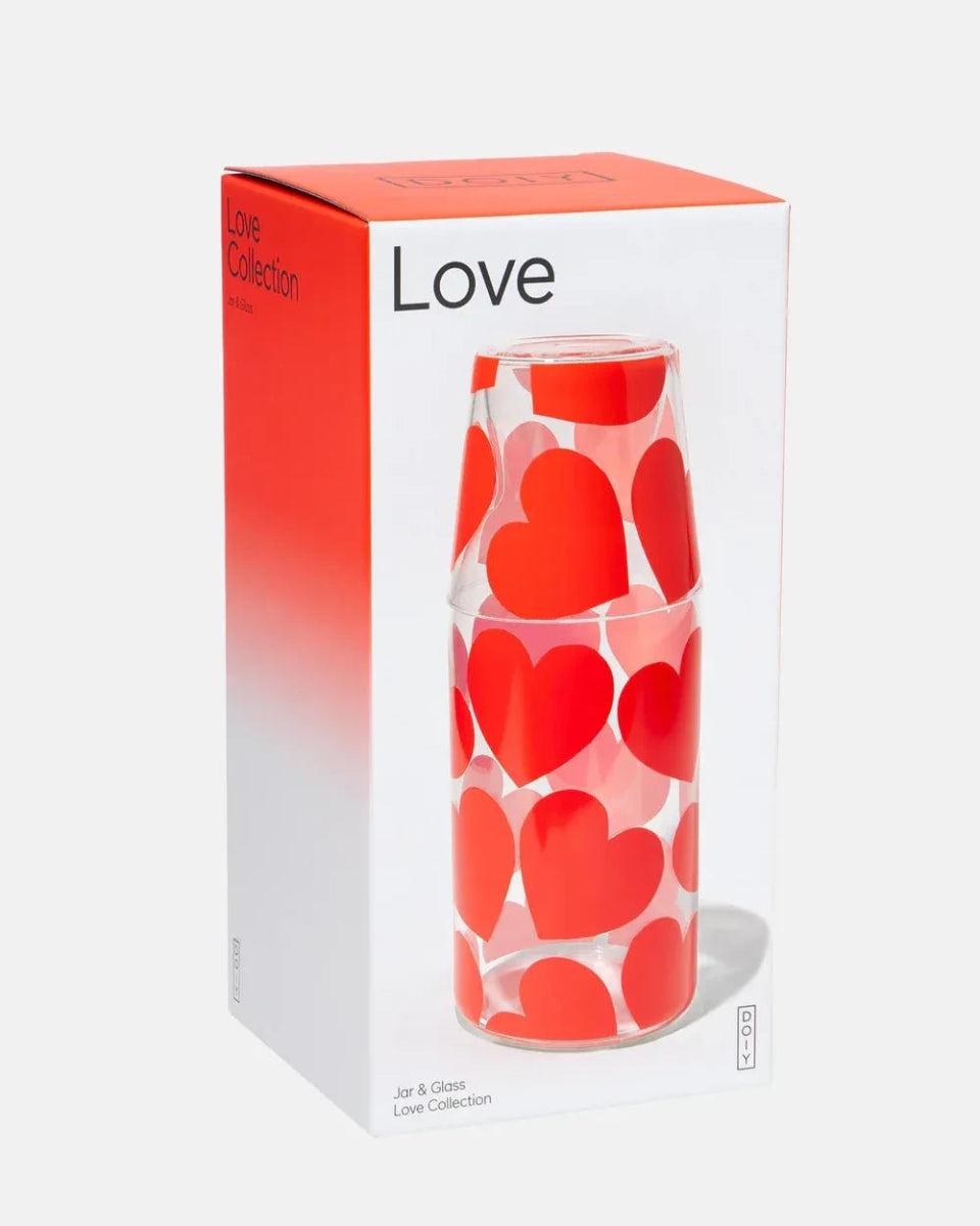 DOIY - LOVE Karaffe & Trinkglas Set mit Herzmotiv - Karaffe - ROSA ECK Concept Store