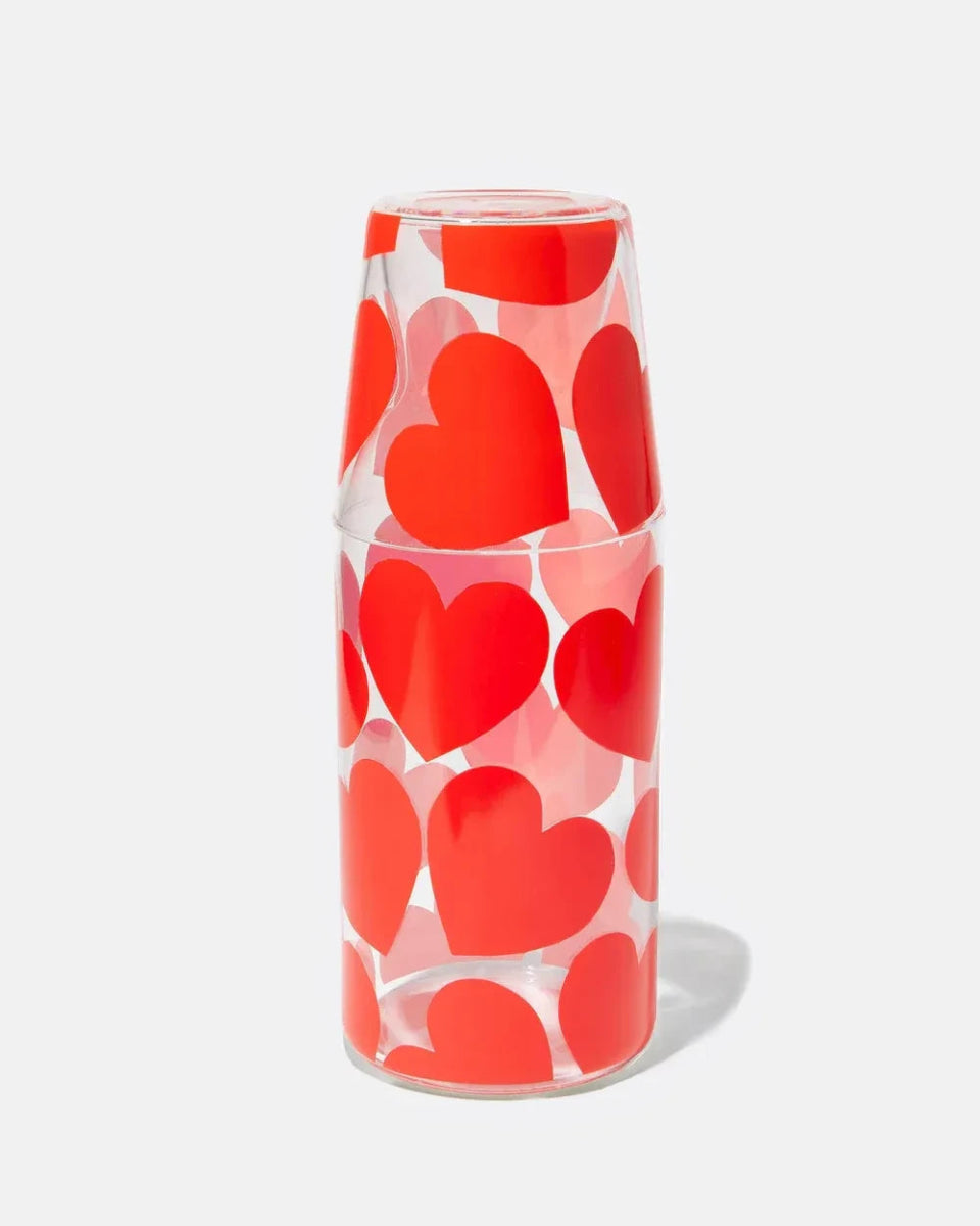 DOIY - LOVE Karaffe & Trinkglas Set mit Herzmotiv - Karaffe - ROSA ECK Concept Store