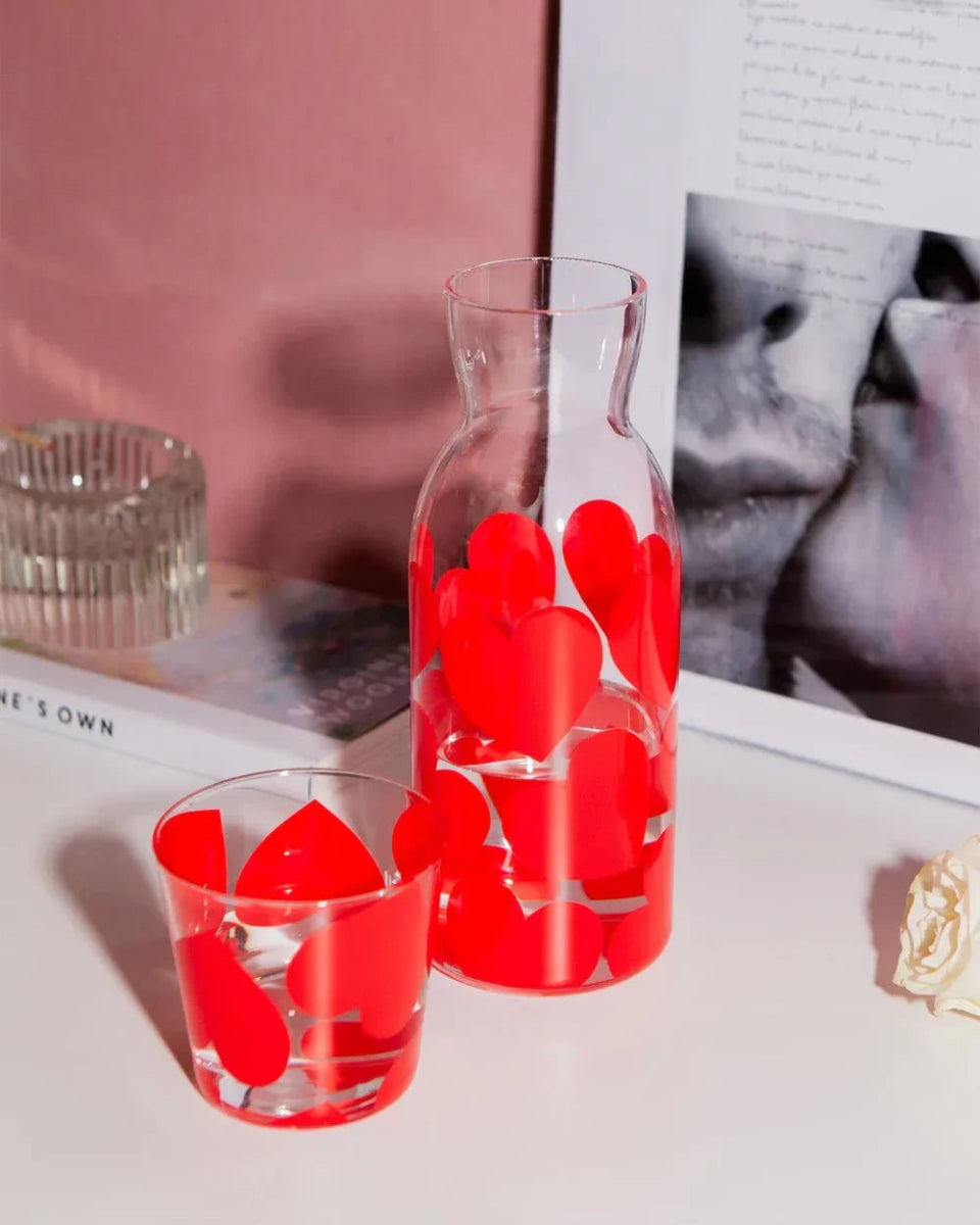 DOIY - LOVE Karaffe & Trinkglas Set mit Herzmotiv - Karaffe - ROSA ECK Concept Store