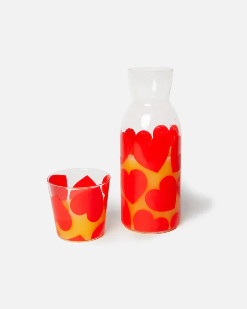 DOIY - LOVE Karaffe & Trinkglas Set mit Herzmotiv - Karaffe - ROSA ECK Concept Store