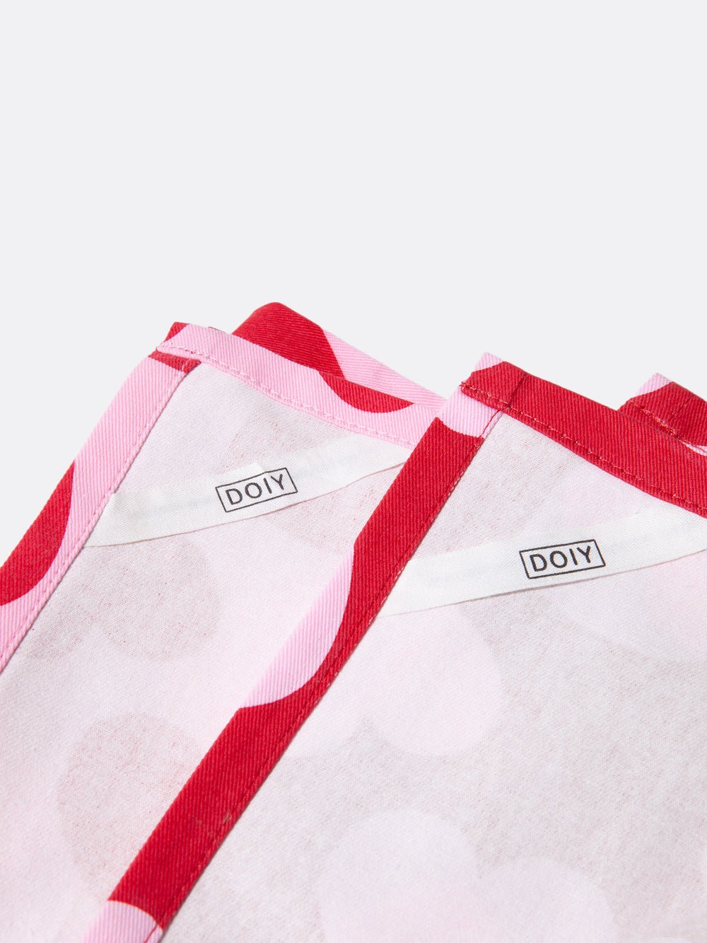 DOIY - LOVE Set mit 2 Geschirrtüchern - ROSA ECK - Herz, Rosa, Rot