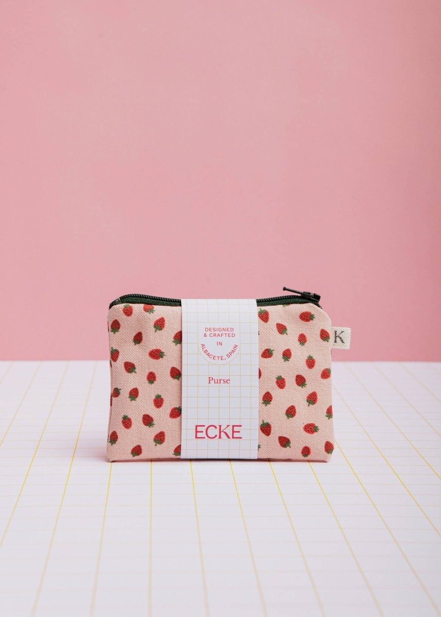 ECKE - FRESAS Mini Geldbeutel | Zipp | Erdbeeren Rosa - ROSA ECK - Erdbeeren, Pink, Rosa