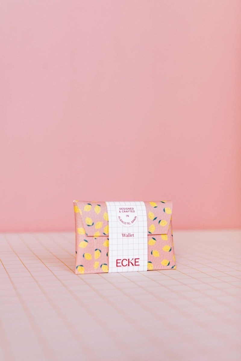 ECKE - LIMONES Mini Geldbeutel | Klick | Zitronen Rosa - ROSA ECK - Pink, Rosa, Zitronen
