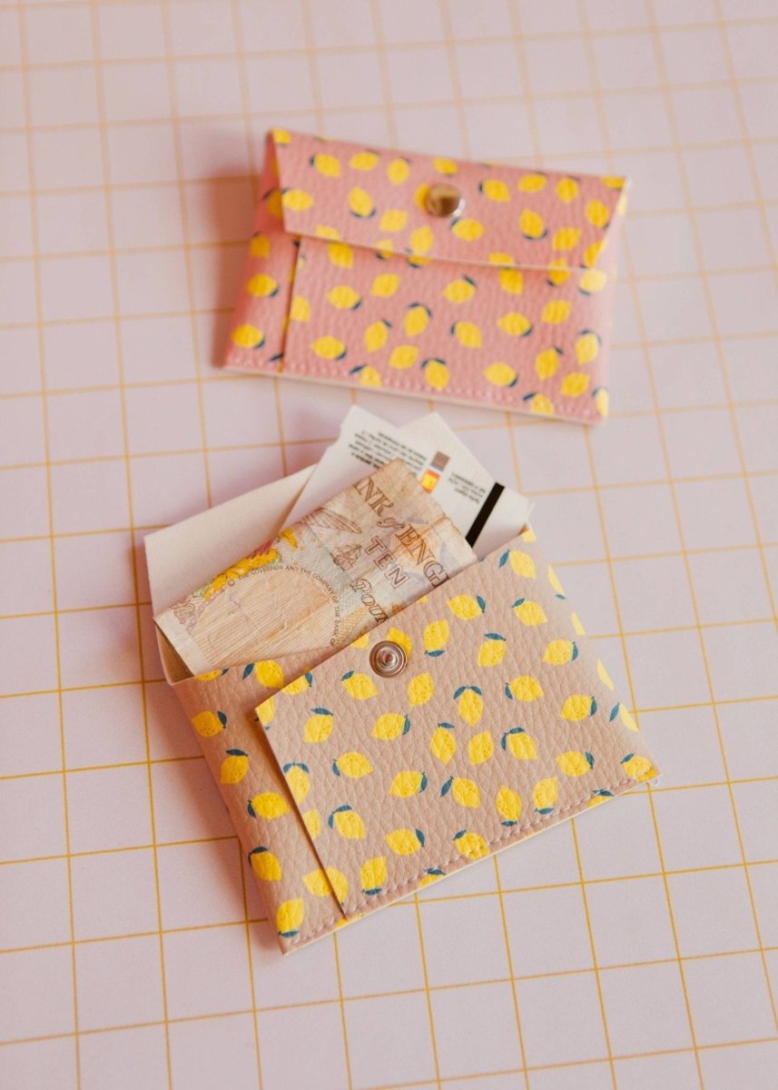 ECKE - LIMONES Mini Geldbeutel | Klick | Zitronen Rosa - ROSA ECK - Pink, Rosa, Zitronen