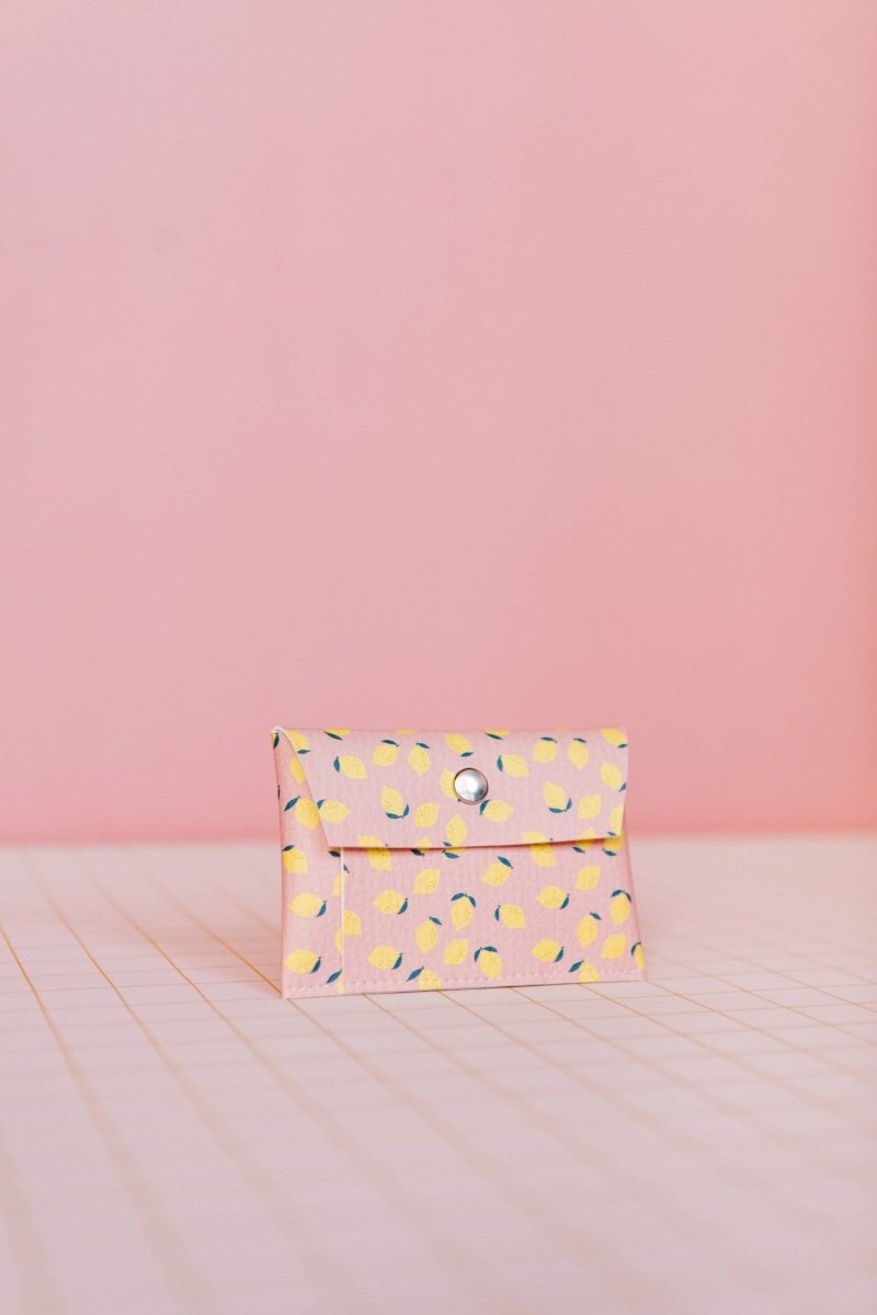 ECKE - LIMONES Mini Geldbeutel | Klick | Zitronen Rosa - ROSA ECK - Pink, Rosa, Zitronen