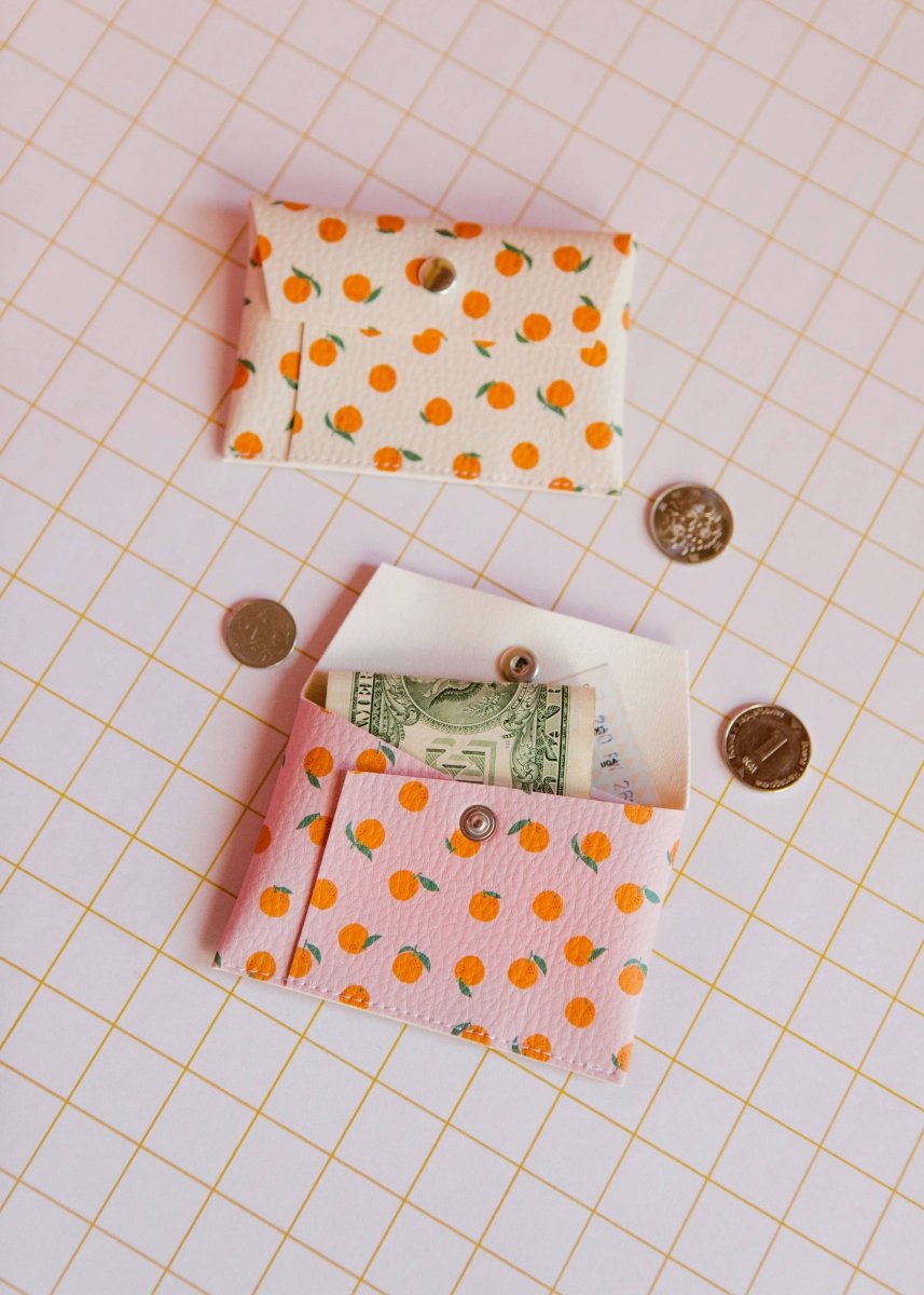 ECKE - NARANJAS Mini Geldbeutel | Klick | Orangen Sandweiß - ROSA ECK - Nude, Orangen, Weiß