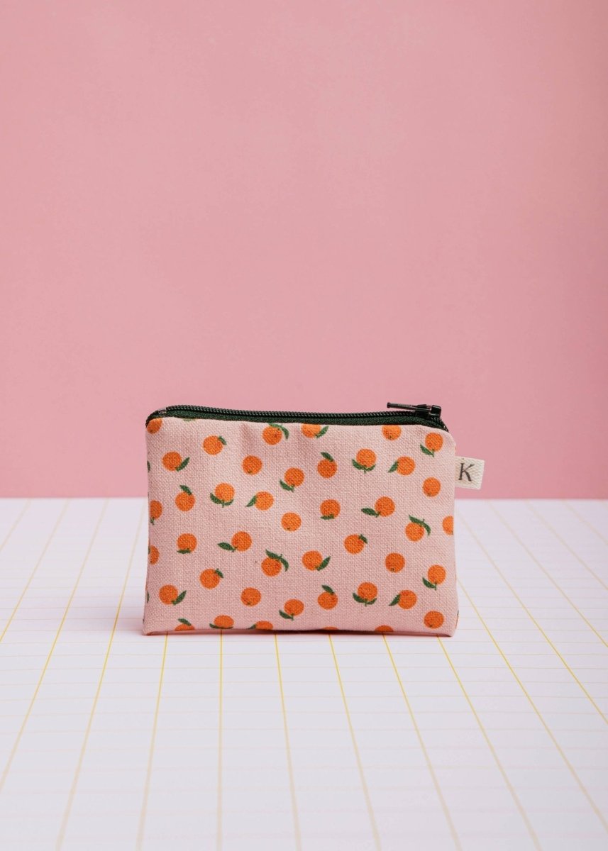 ECKE - NARANJAS Mini Geldbeutel | Zipp | Orangen Rosa - ROSA ECK - mandarine, obst, Orange