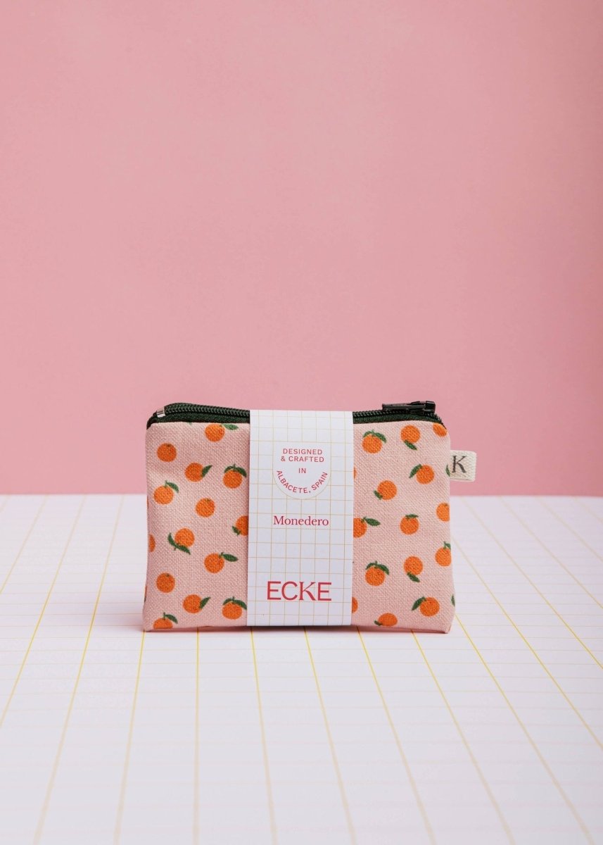 ECKE - NARANJAS Mini Geldbeutel | Zipp | Orangen Rosa - ROSA ECK - mandarine, obst, Orange