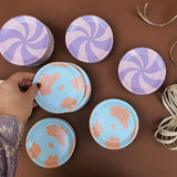 Elly Vvaller - Mini - Serviertabletts (4er - Set) | Flora - ROSA ECK - Blau, ,