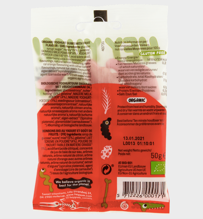 HEY YUM! - TRIASSIC GARDEN Bio - Fruchtgummis – Honig (50 g) - ROSA ECK