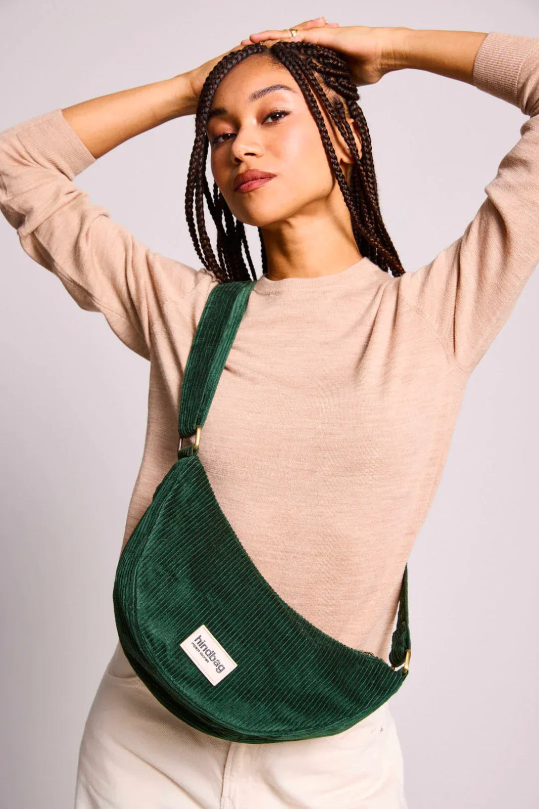 Hindbag - ANDREA Bauchtasche • Cord Tannengrün - Umhängetasche - ROSA ECK