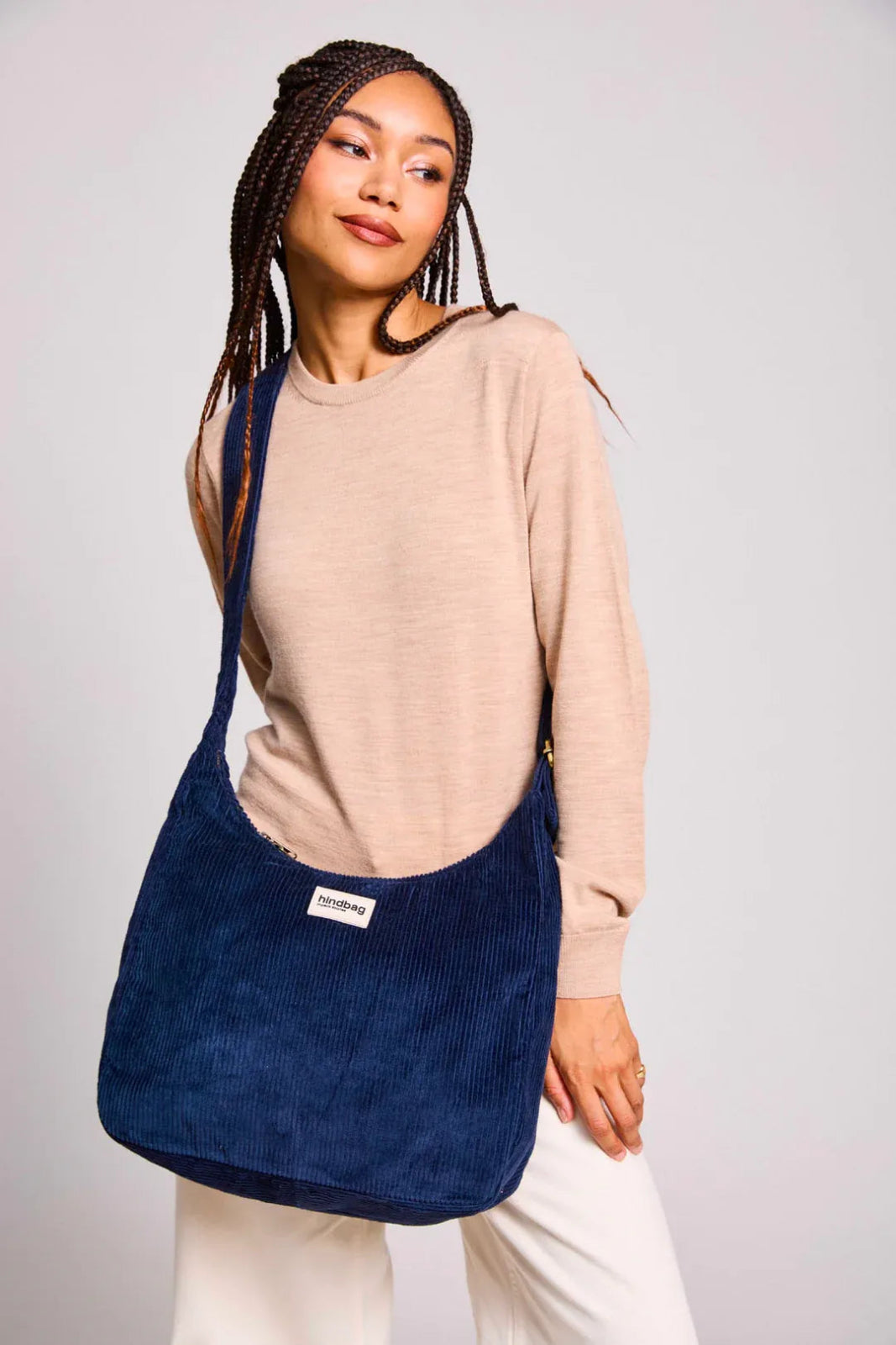 Hindbag - CLAIRE Hobo - Tasche • Cord Marineblau - Schultertasche - ROSA ECK