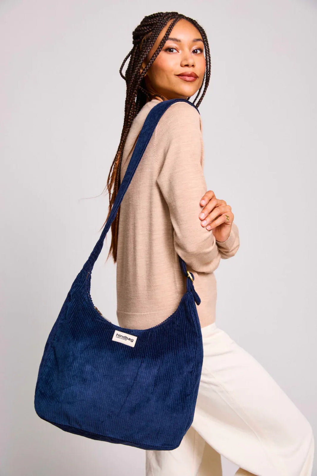 Hindbag - CLAIRE Hobo - Tasche • Cord Marineblau - Schultertasche - ROSA ECK