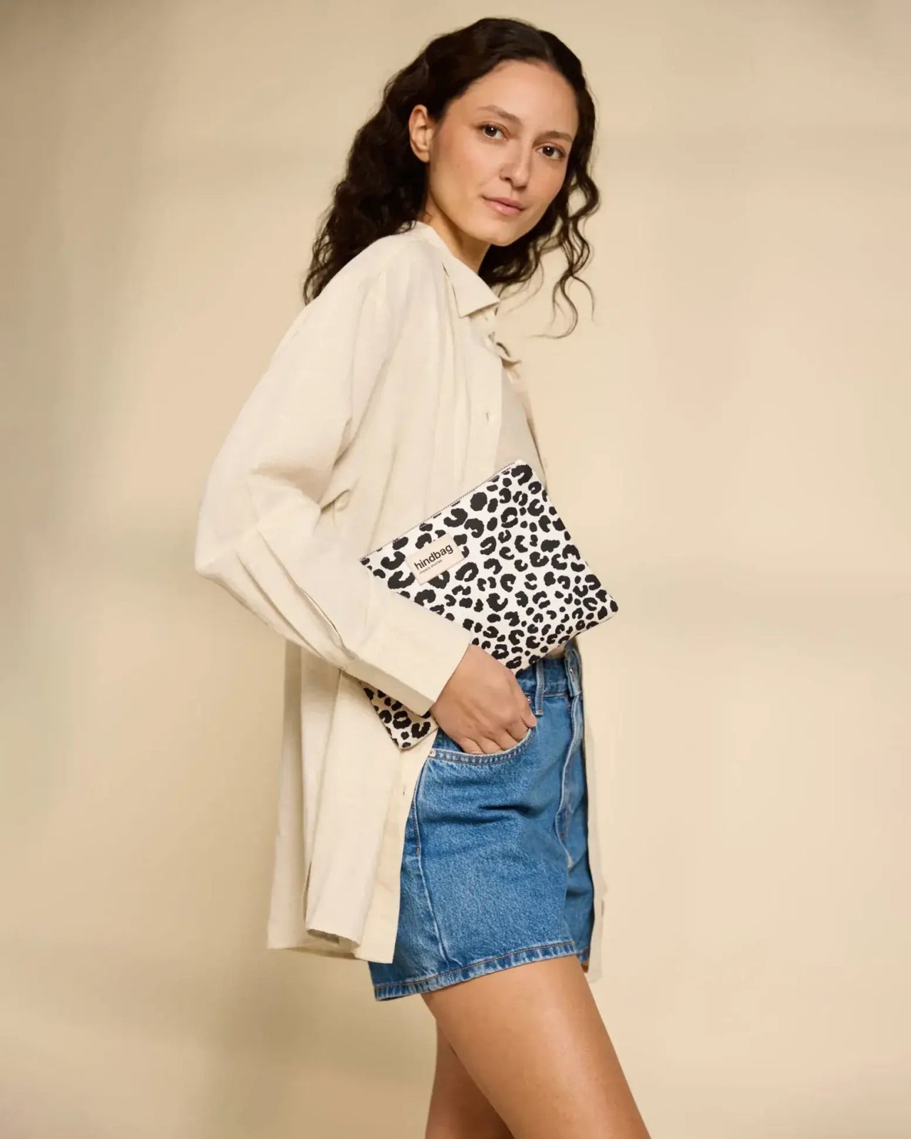 Hindbag - EMA Handtasche mit Reisverschluss | Leopard Ecru - Beutel - ROSA ECK Concept Store