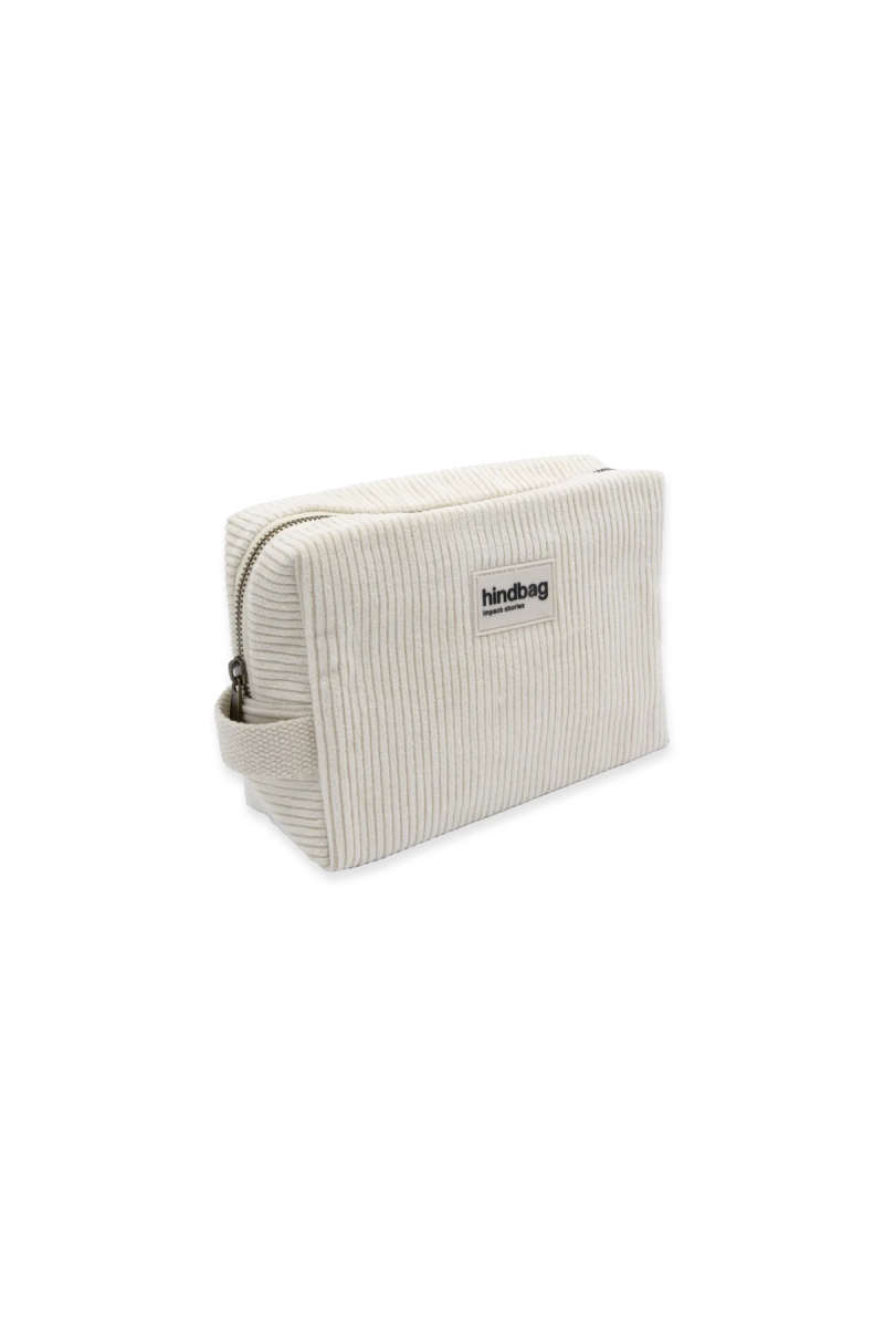 Hindbag - LEON Kulturbeutel | Velours Cord Beige - ROSA ECK - Weiß, ,