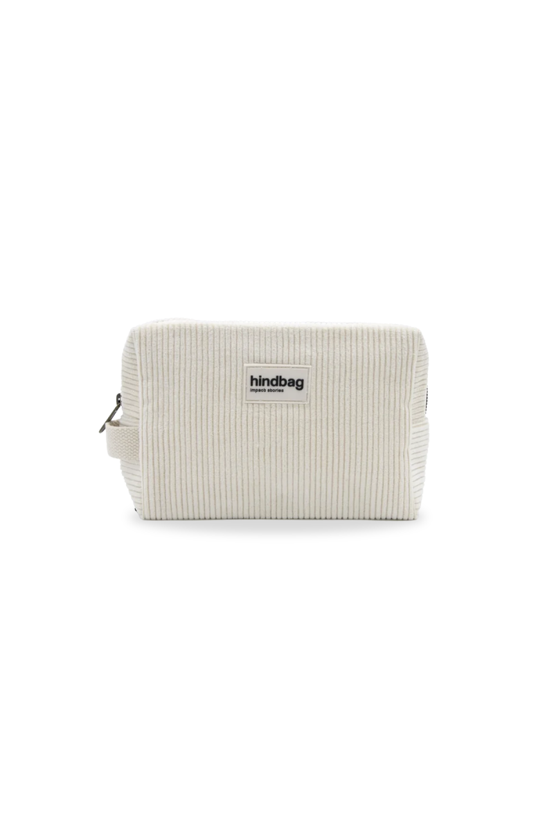 Hindbag - LEON Kulturbeutel | Velours Cord Beige - ROSA ECK - Weiß, ,