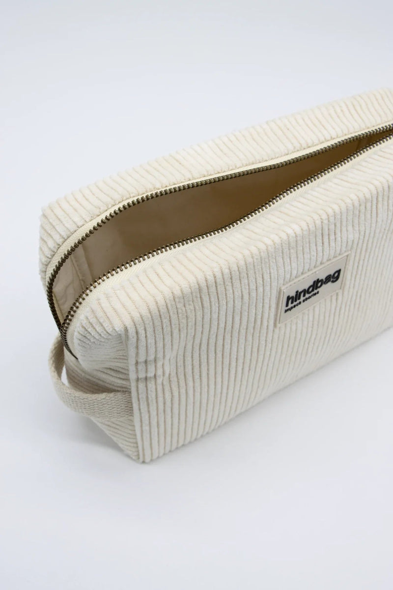 Hindbag - LEON Kulturbeutel | Velours Cord Beige - ROSA ECK - Weiß, ,