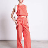 JAN ‘N JUNE - COTTON PANTS SOBY CHERRY RED WHITE STRIPED GOTS - Hose - ROSA ECK