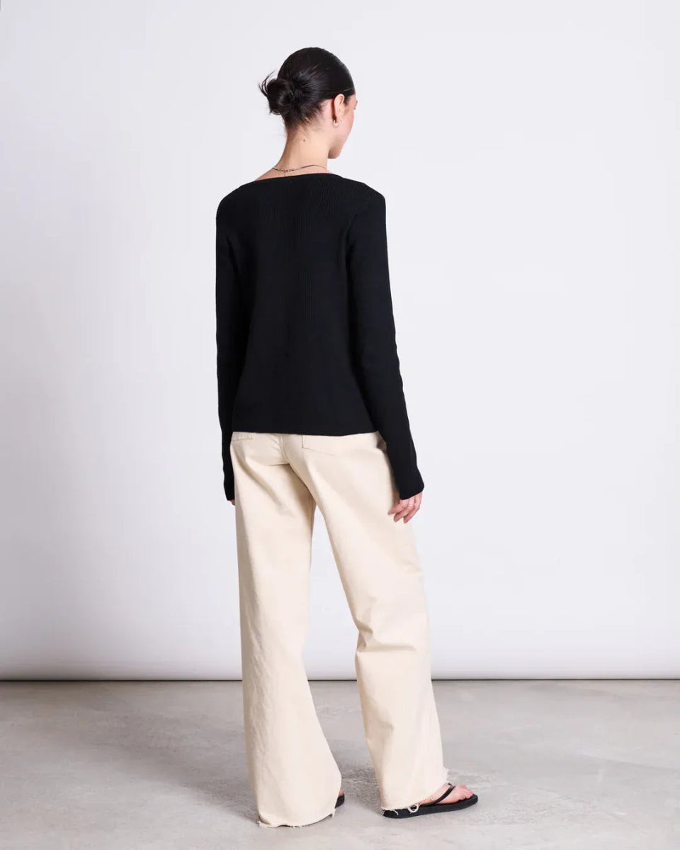 JAN ‘N JUNE - CREWNECK CARDIGAN GLIMT BLACK GOTS Strickjacke - Cardigan - ROSA ECK Concept Store