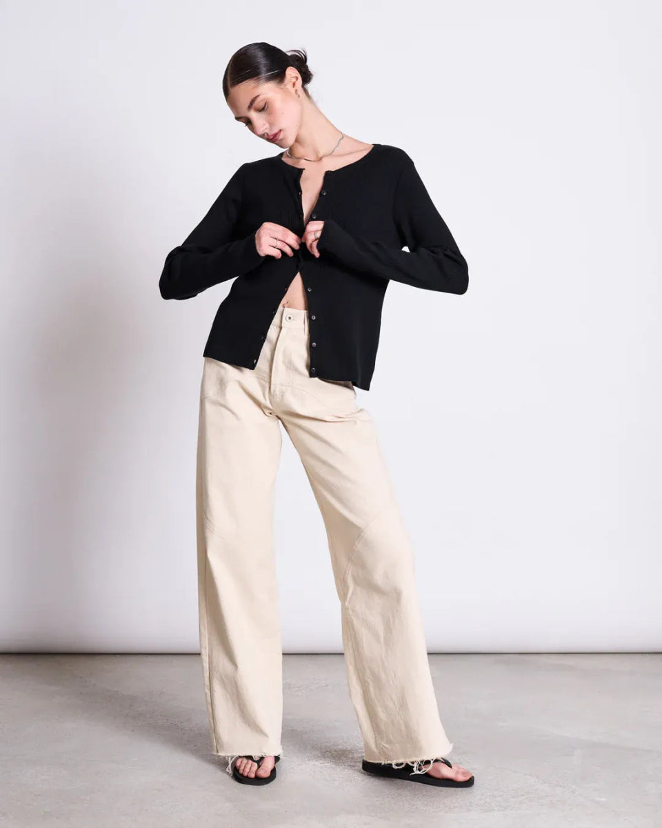 JAN ‘N JUNE - CREWNECK CARDIGAN GLIMT BLACK GOTS Strickjacke - Cardigan - ROSA ECK Concept Store