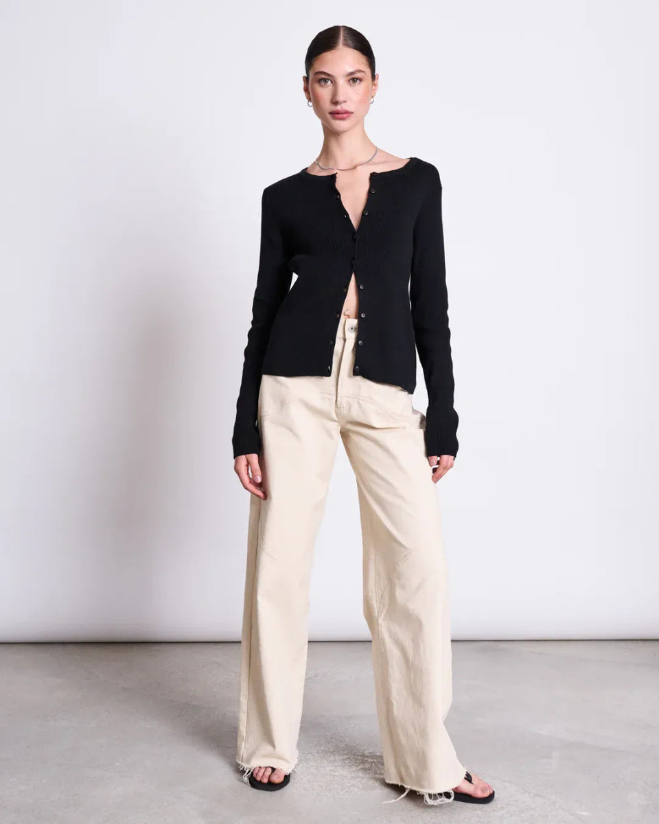 JAN ‘N JUNE - CREWNECK CARDIGAN GLIMT BLACK GOTS Strickjacke - Cardigan - ROSA ECK Concept Store