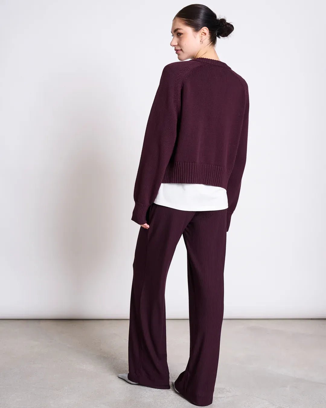 JAN ‘N JUNE - SIVIA Relaxed Crewneck Cardigan • Cherry Lacquer - ROSA ECK Concept Store