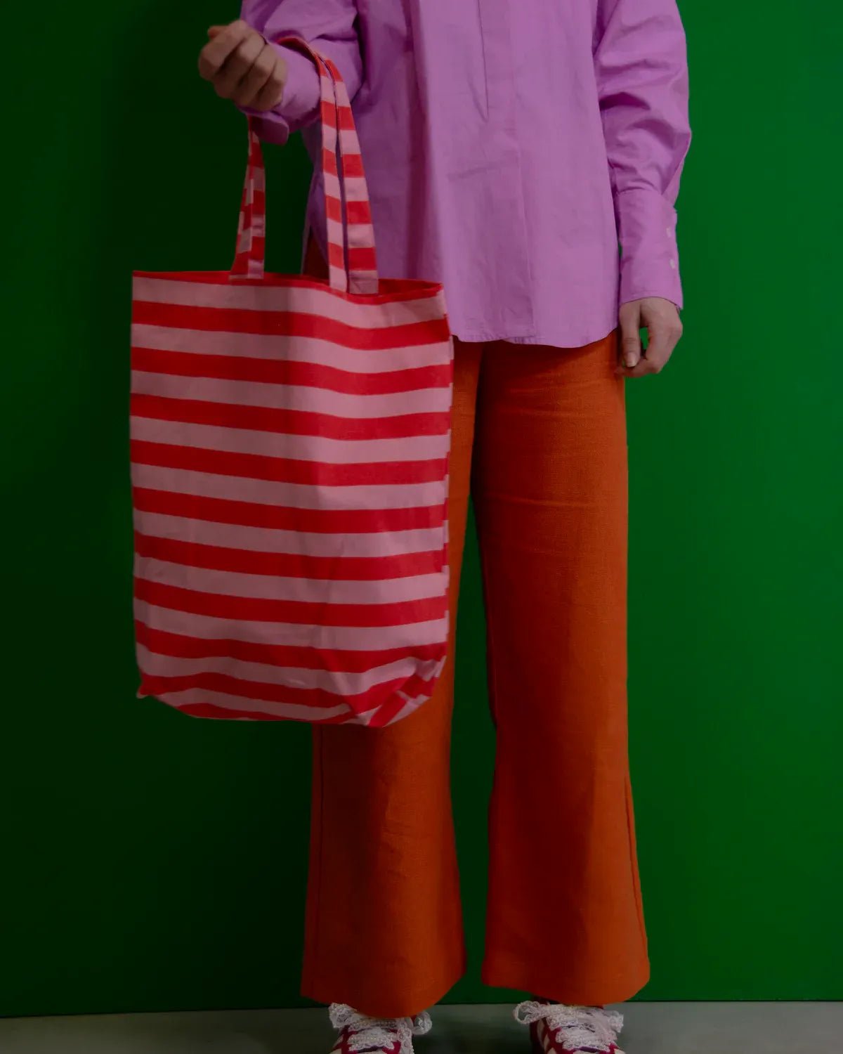 Kado Design - Gestreifte Tragetasche | poppy red + litchi - ROSA ECK Concept Store