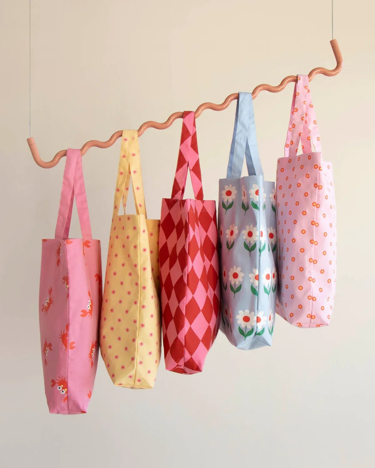 Kado Design - Karierte Tragetasche | diamond grapefruit + brick - ROSA ECK Concept Store