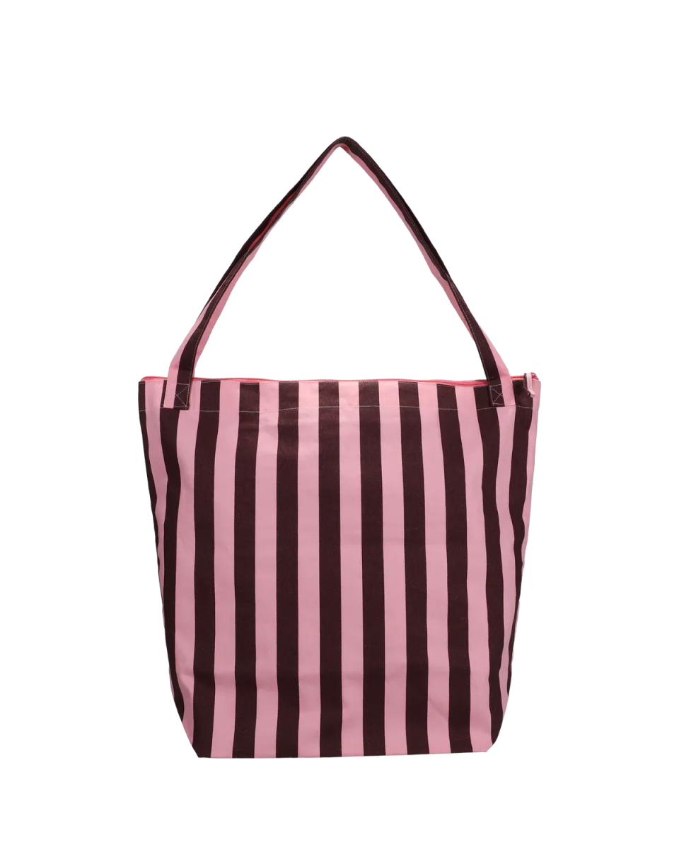 Kado Design - Reißverschlusstasche aus Baumwolle • Pink/Braun gestreift - Tasche - ROSA ECK Concept Store