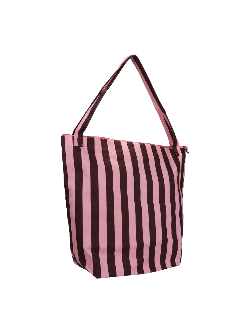 Kado Design - Reißverschlusstasche aus Baumwolle • Pink/Braun gestreift - Tasche - ROSA ECK Concept Store