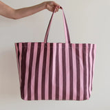 Kado Design - Strandtasche aus Baumwolle • Pink/Braun gestreift - Tasche - ROSA ECK Concept Store