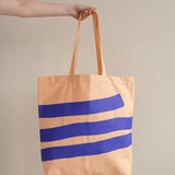 Kado Design - Tragetasche aus Baumwolle • Aprikose/Blau kariert - Tasche - ROSA ECK Concept Store