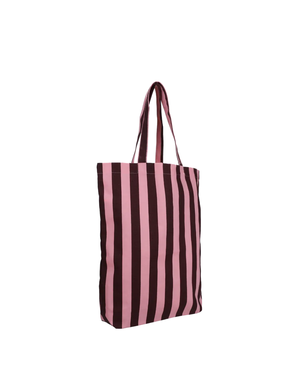 Kado Design - Tragetasche aus Baumwolle • Pink/Braun gestreift - Tasche - ROSA ECK Concept Store