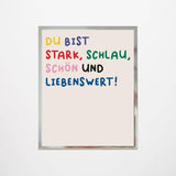 KinderStärken - STARK, SCHLAU, SCHÖN UND LIEBENSWERT Poster (30 x 40 cm) - ROSA ECK - Bunt, Papier, Weiß