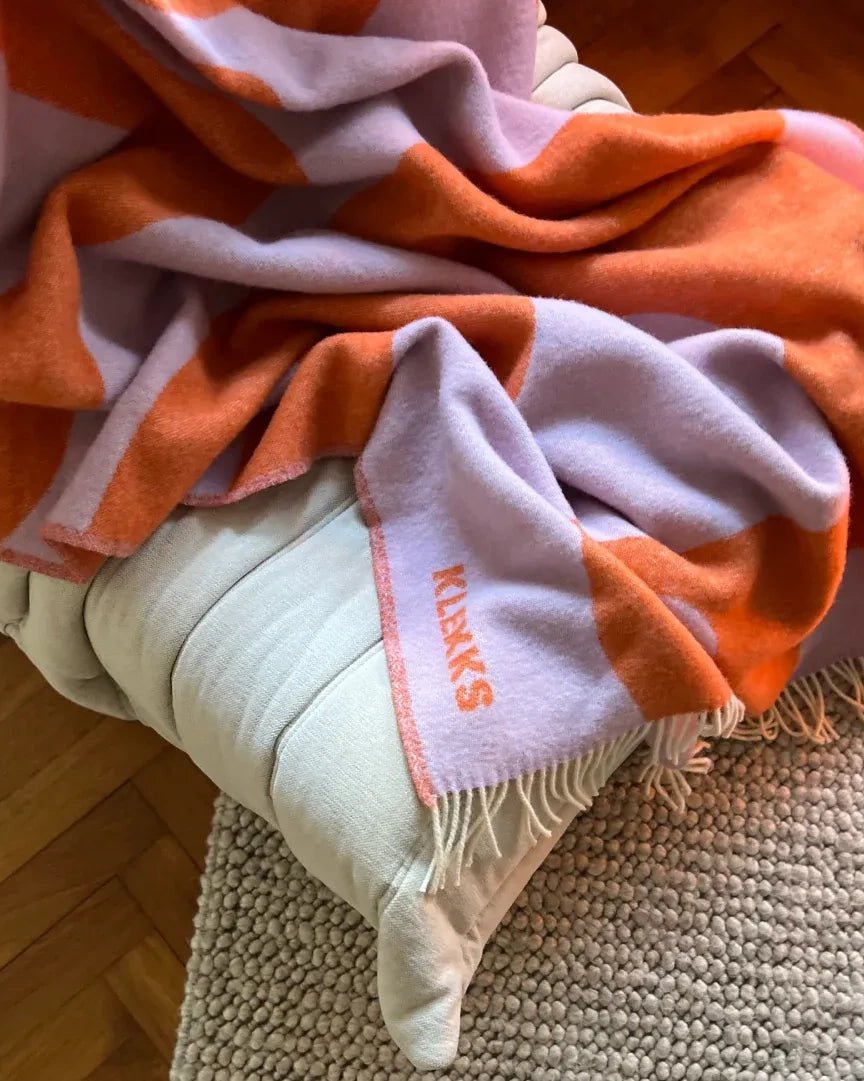 KLEKKS - KLEKKS NO. 8 Wolldecke in Orange - Sofadecke - ROSA ECK -