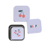 Lässig - HAPPY FRUITS Snackbox 3er - Set | Kirsche - Kindergeschirr - ROSA ECK - Brotdose, Dose, Edelstahl