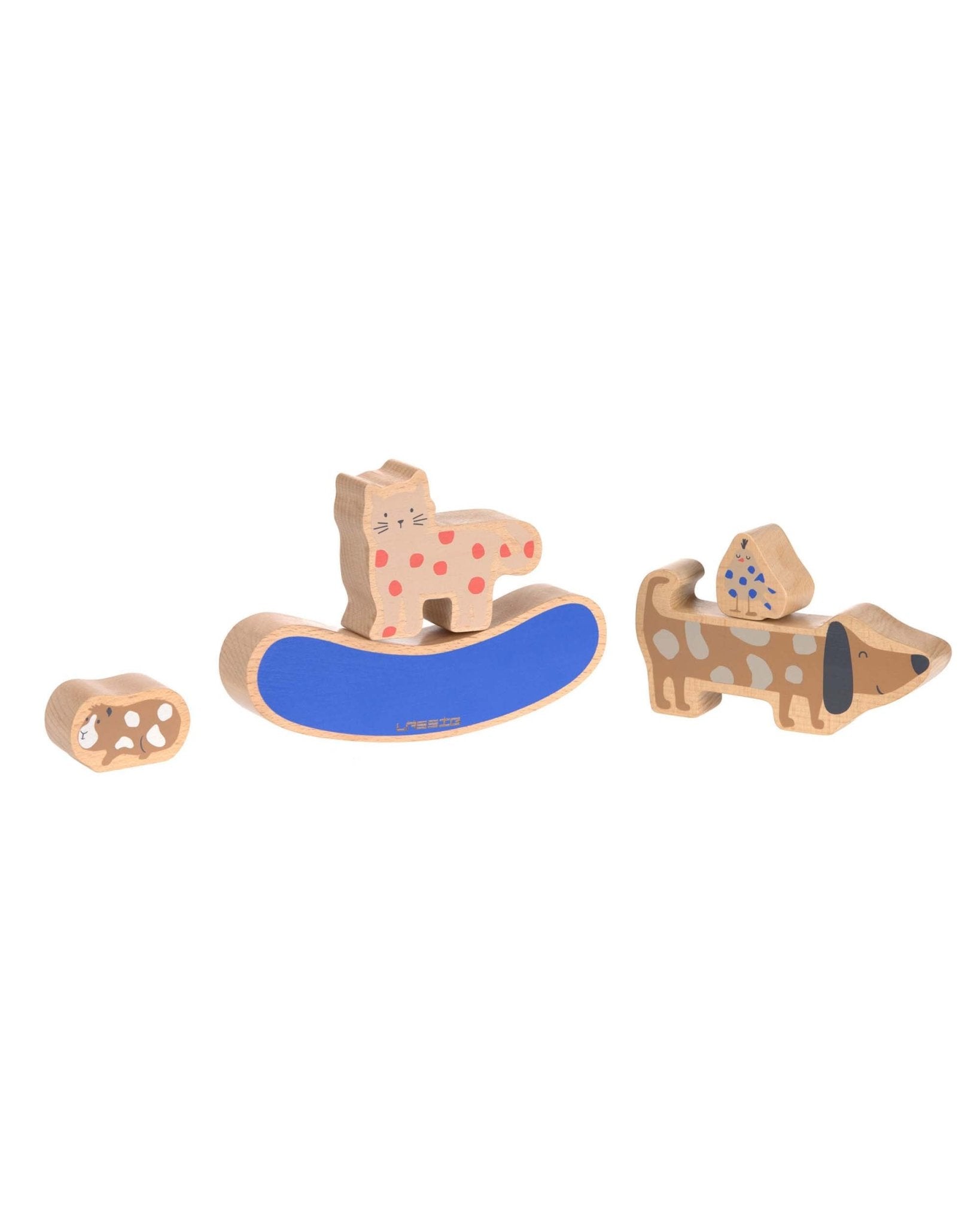 Lässig - LITTLE MATEYS Stapelspielzeug aus Holz - Spielzeug - ROSA ECK - Hund, Katze,