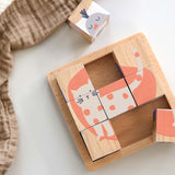 Lässig - LITTLE MATEYS Würfelpuzzle aus Holz - Spielzeug - ROSA ECK - Hund, Katze,