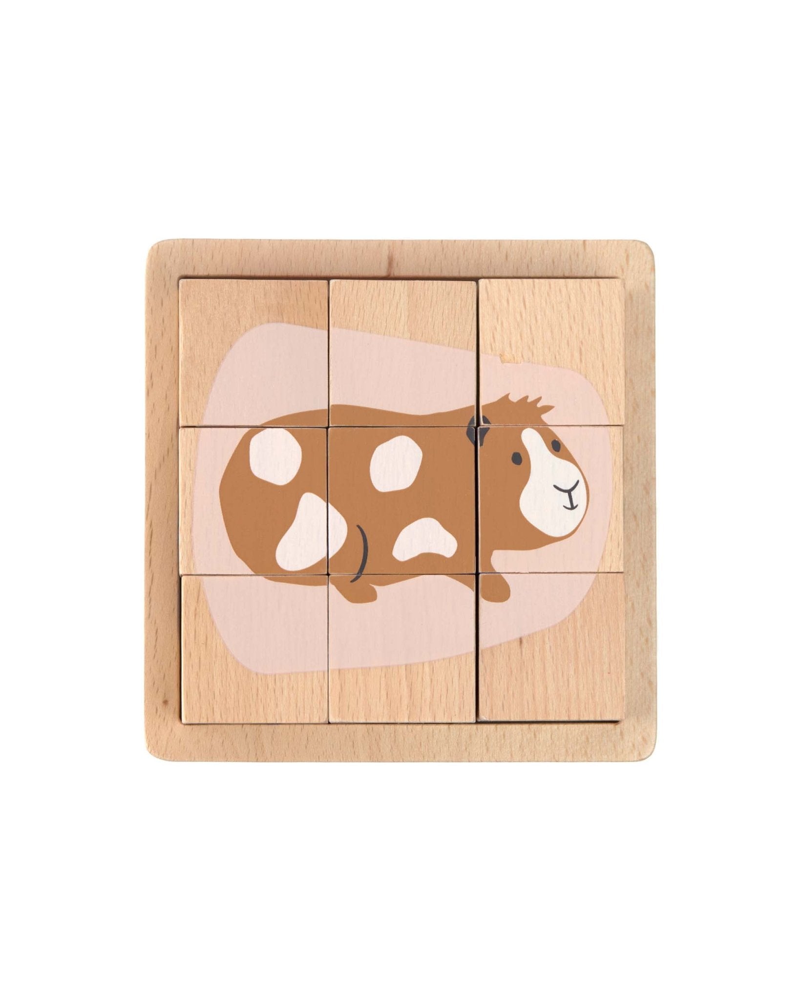 Lässig - LITTLE MATEYS Würfelpuzzle aus Holz - Spielzeug - ROSA ECK - Hund, Katze,