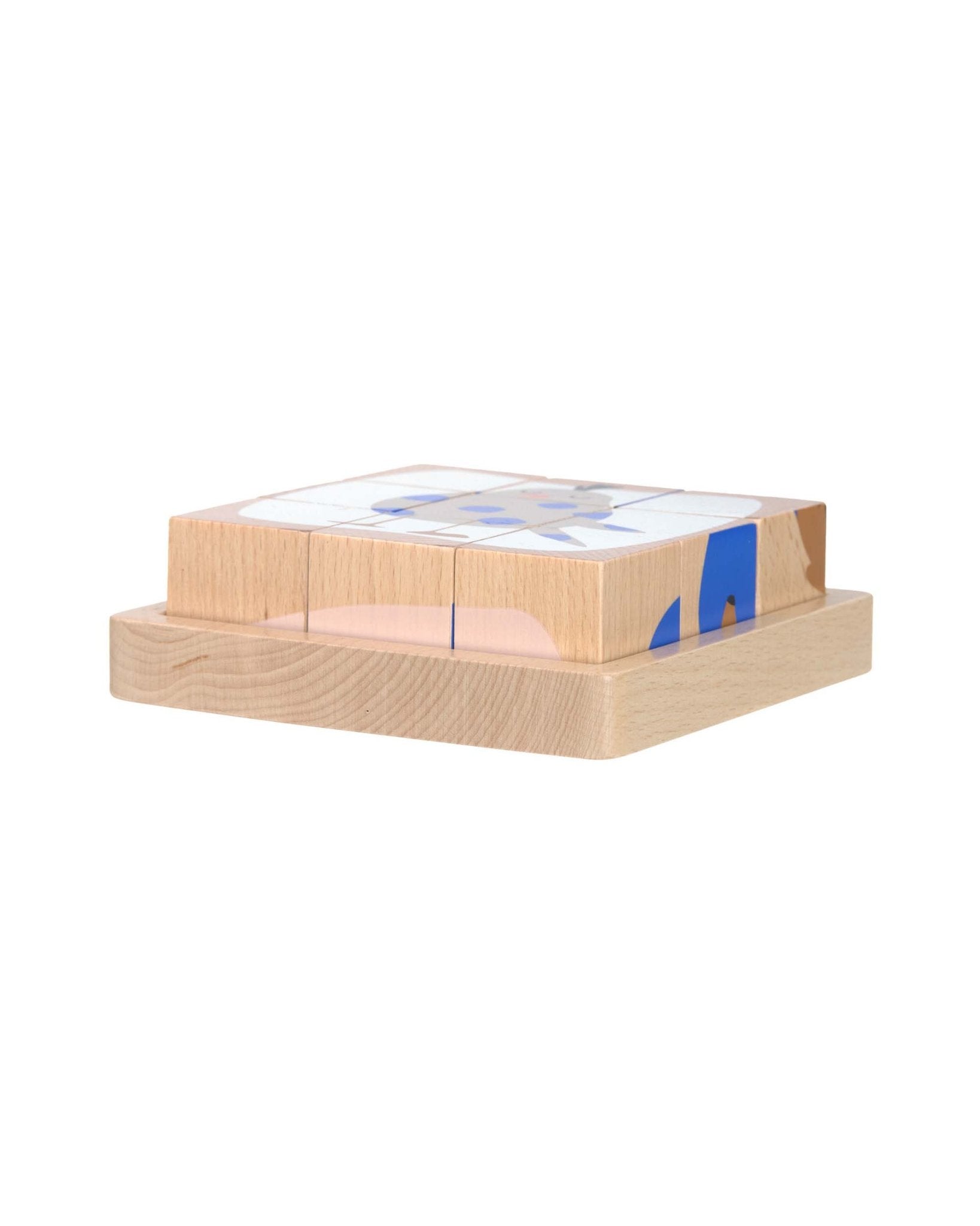 Lässig - LITTLE MATEYS Würfelpuzzle aus Holz - Spielzeug - ROSA ECK - Hund, Katze,