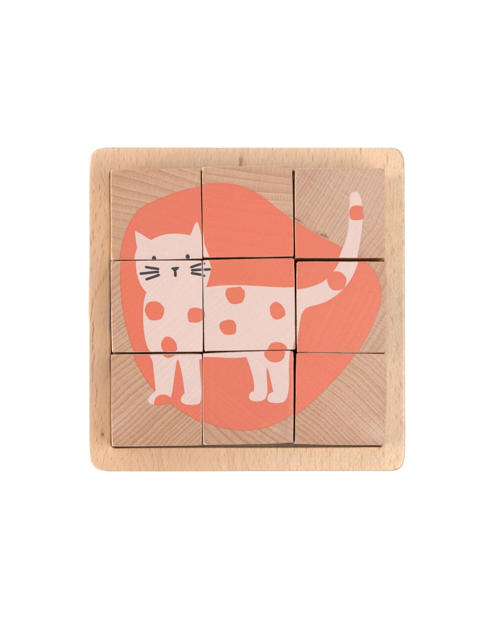 Lässig - LITTLE MATEYS Würfelpuzzle aus Holz - Spielzeug - ROSA ECK - Hund, Katze,