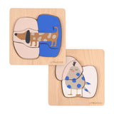 Lässig - LITTLE MATEYS Würfelpuzzle aus Holz - Spielzeug - ROSA ECK - Hund, Katze,