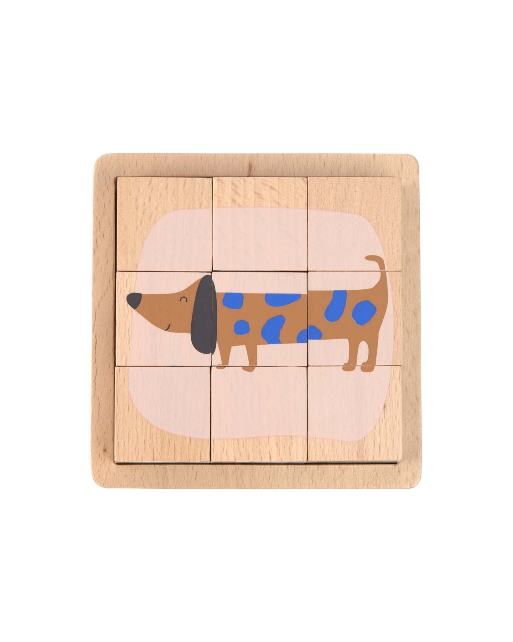 Lässig - LITTLE MATEYS Würfelpuzzle aus Holz - Spielzeug - ROSA ECK - Hund, Katze,