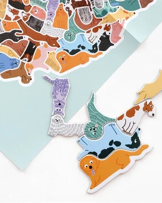 Laurence King Publishing - 299 HUNDE UND 1 KATZE Knäuelpuzzle - ROSA ECK