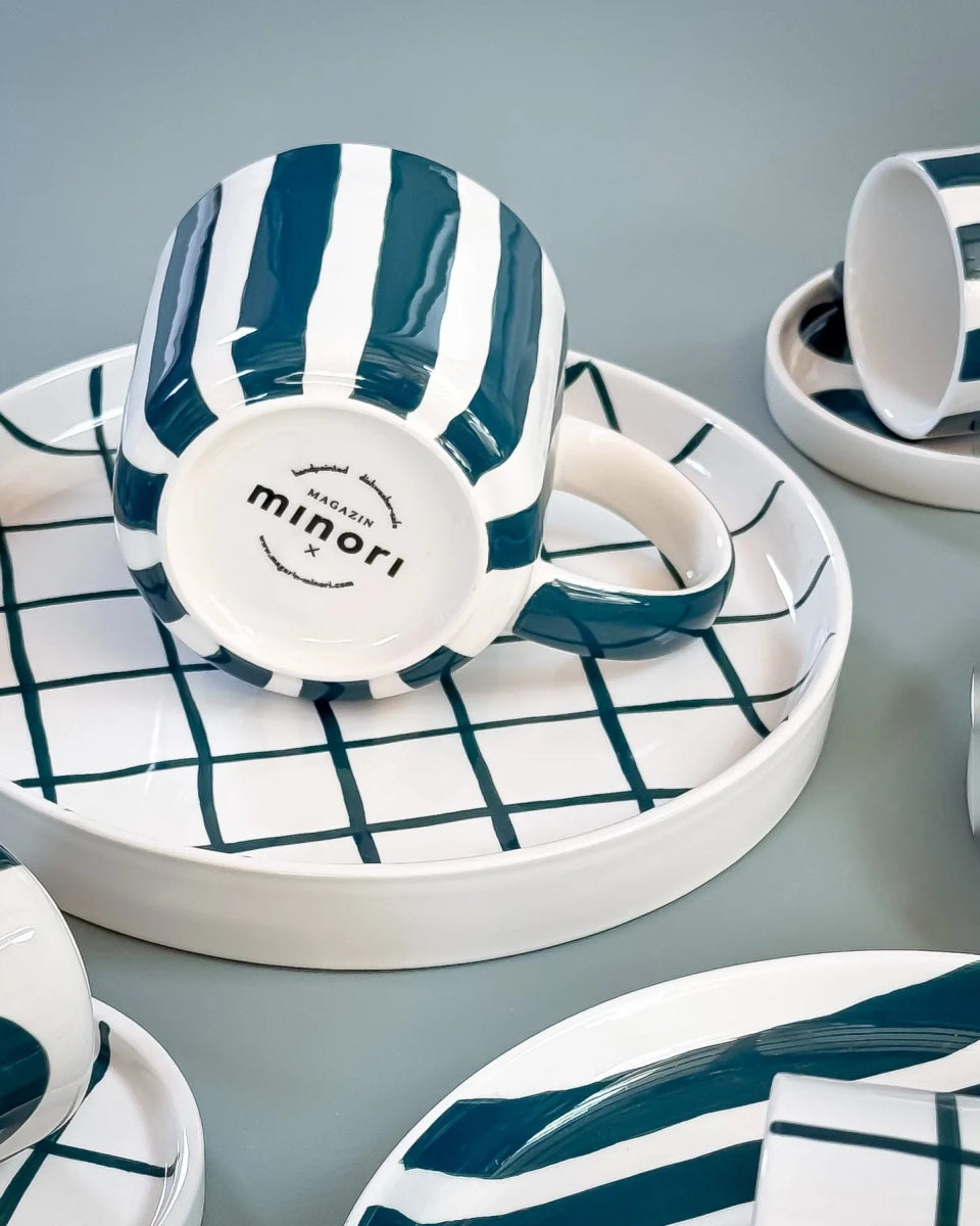 Magazin Minori - STRIPES Espressotasse mit Untersetzer • gentle green - ROSA ECK Concept Store