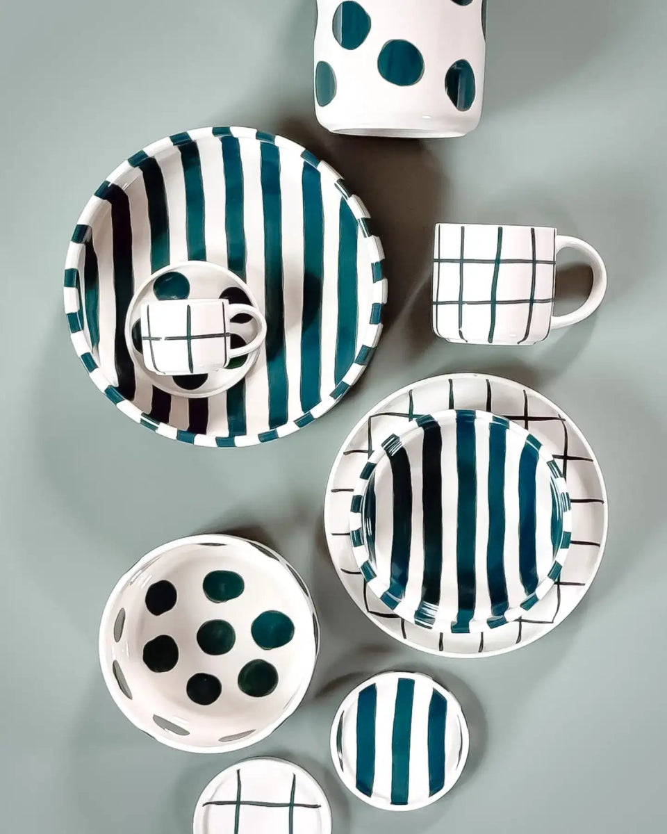 Magazin Minori - STRIPES Espressotasse mit Untersetzer • gentle green - ROSA ECK Concept Store