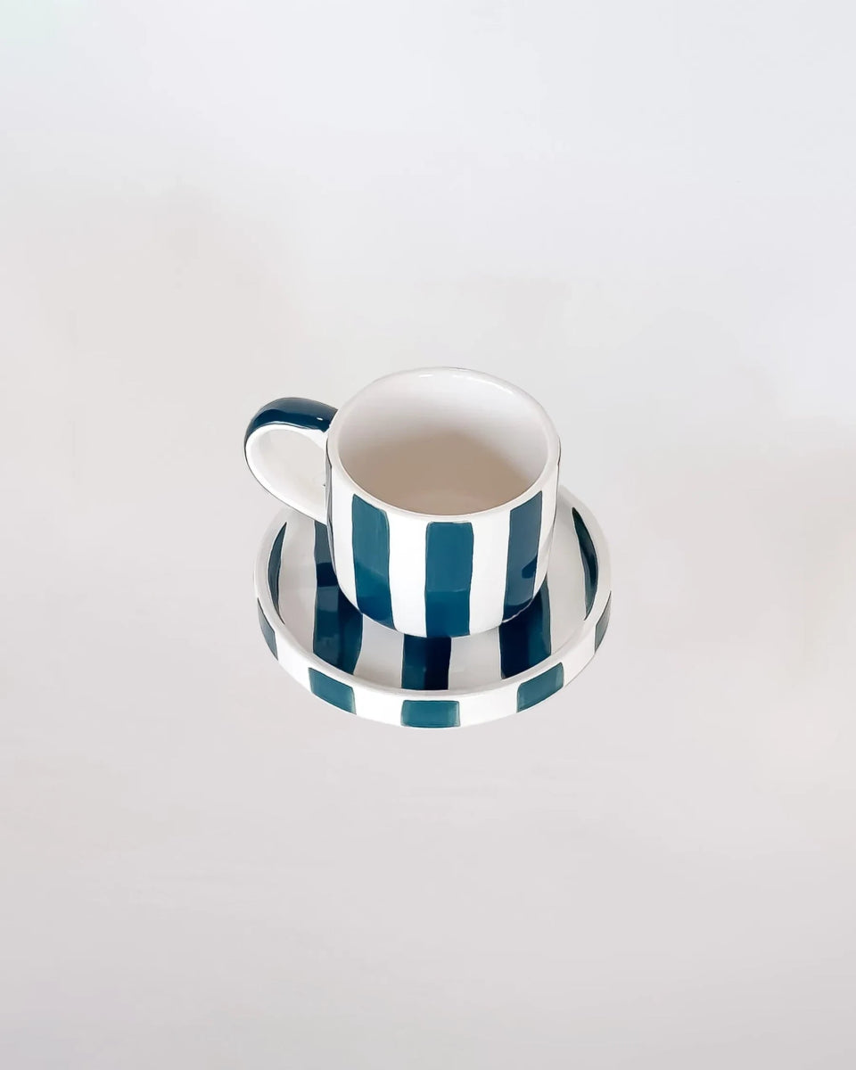 Magazin Minori - STRIPES Espressotasse mit Untersetzer • gentle green - ROSA ECK Concept Store